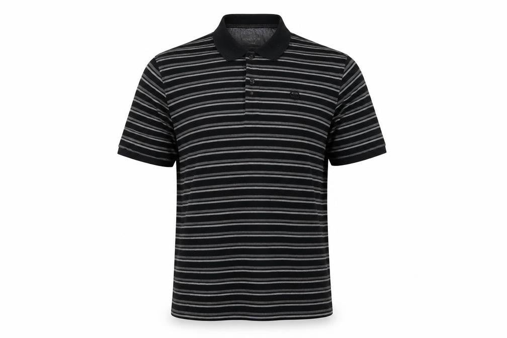Bonmarché Men's Black Striped Polo Shirt L