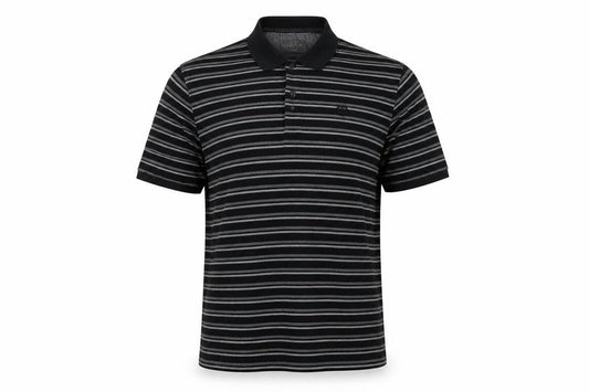 Bonmarché Men's Black Striped Polo Shirt L