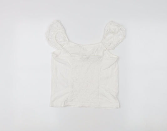 Jeff & Co Girls White Cotton Ruffle Camisole Blouse 10-11 Years
