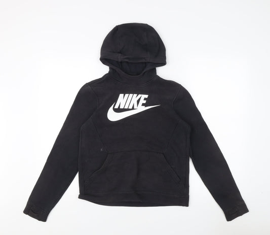Nike Teens Black Pullover Hoodie L with Logo Accents