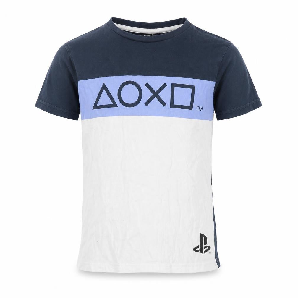 Front view of Fashion UK boys’' blue playstation t-shirt, size 6-7, years
