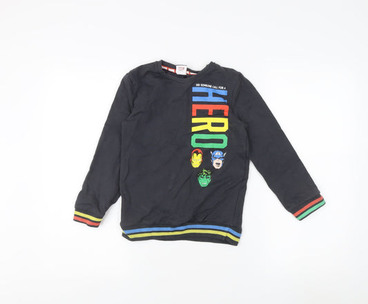 George Boys Black Graphic Pullover Sweatshirt 7-8 Years