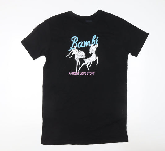 Disney Teens Black Bambi T-Shirt Size 12 Crew Neck