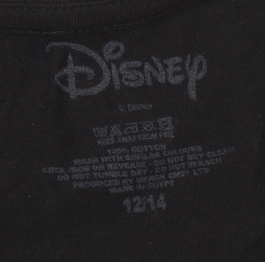 Disney Teens Black Bambi T-Shirt Size 12 Crew Neck