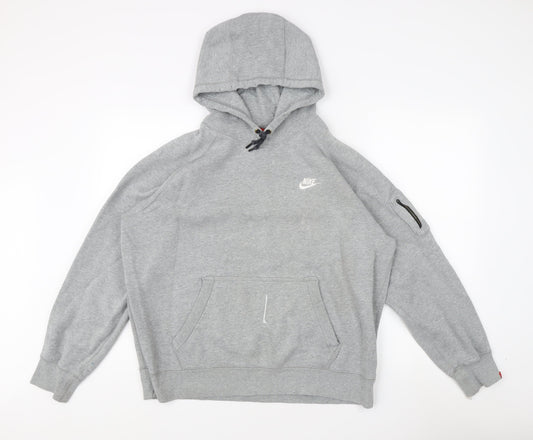 Nike Men's Grey Pullover Hoodie, Size L, Regular Fit