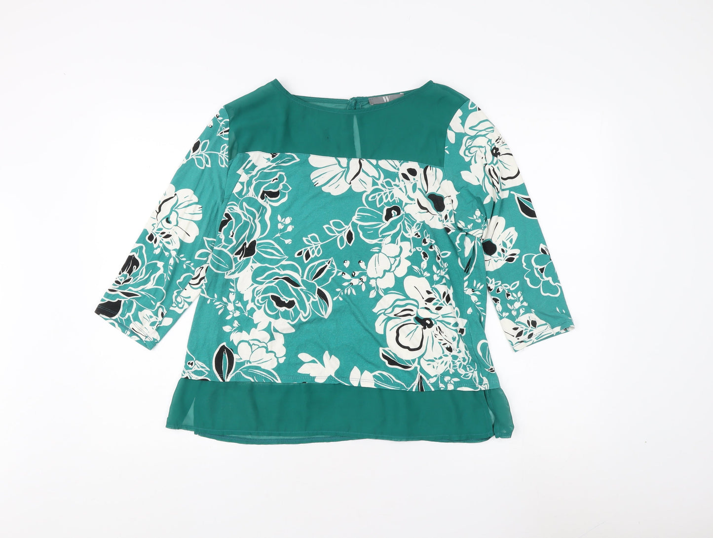 BHS Women's 3/4 Sleeve Green Floral Top Size 16