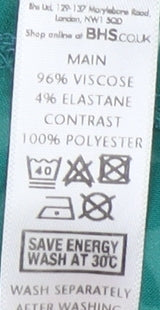 BHS Women's 3/4 Sleeve Green Floral Top Size 16