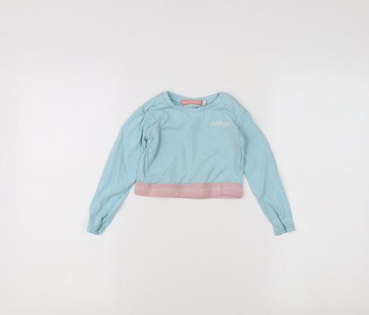 McKenzie Girls Cropped Long Sleeve Blue Cotton Top 4-5 Years