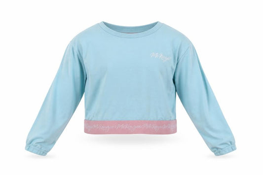 McKenzie Girls Cropped Long Sleeve Blue Cotton Top 4-5 Years
