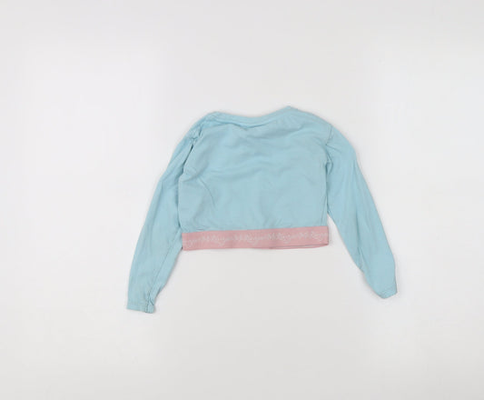 McKenzie Girls Cropped Long Sleeve Blue Cotton Top 4-5 Years