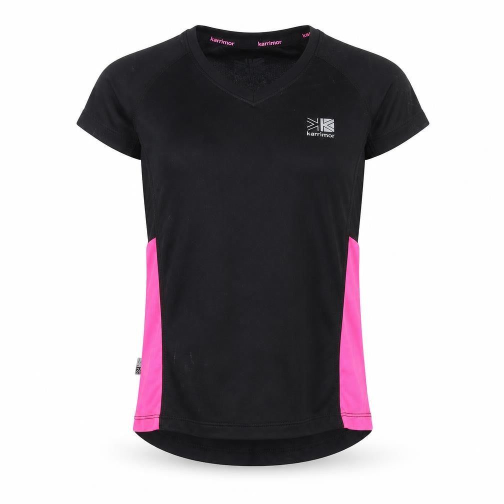 Front view of Karrimor girls’ black short sleeve running t-shirt 7-8 yrs