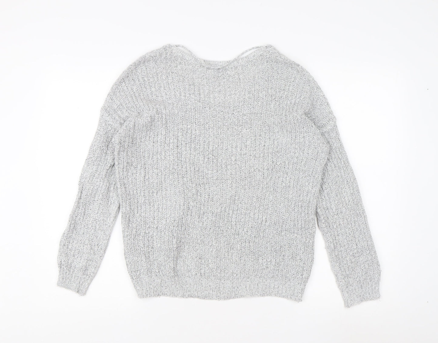 Jacqueline de Yong Women's Grey V-Neck Jumper XS