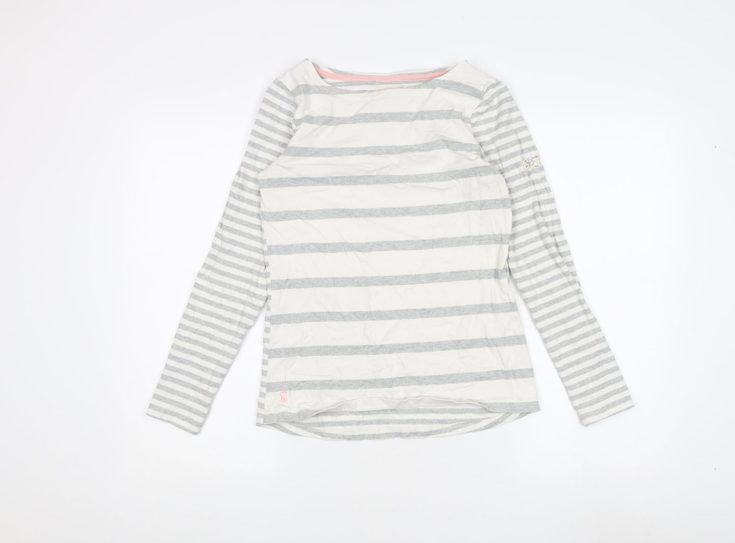Joules Women's Grey Striped Long Sleeve T-Shirt