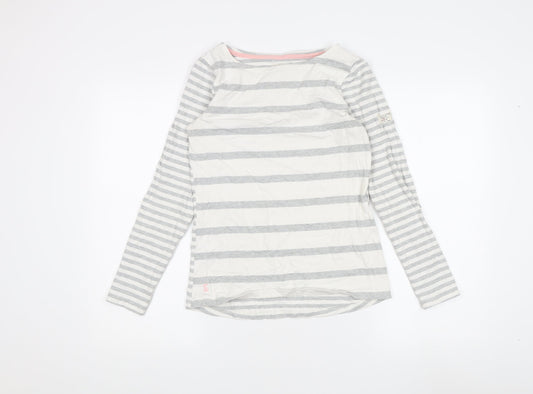 Joules Women's Grey Striped Long Sleeve T-Shirt