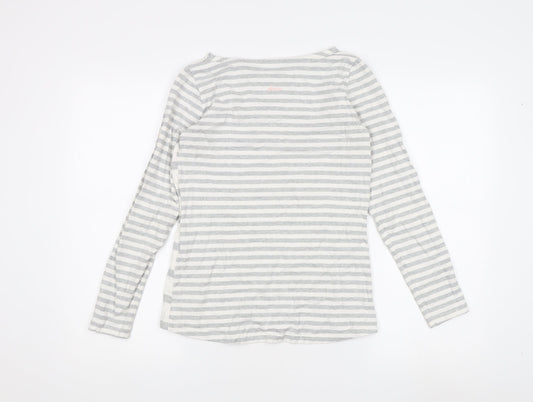 Joules Women's Grey Striped Long Sleeve T-Shirt
