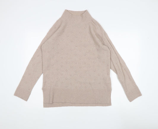 Fat Face Women's Beige High Neck Pullover Jumper L