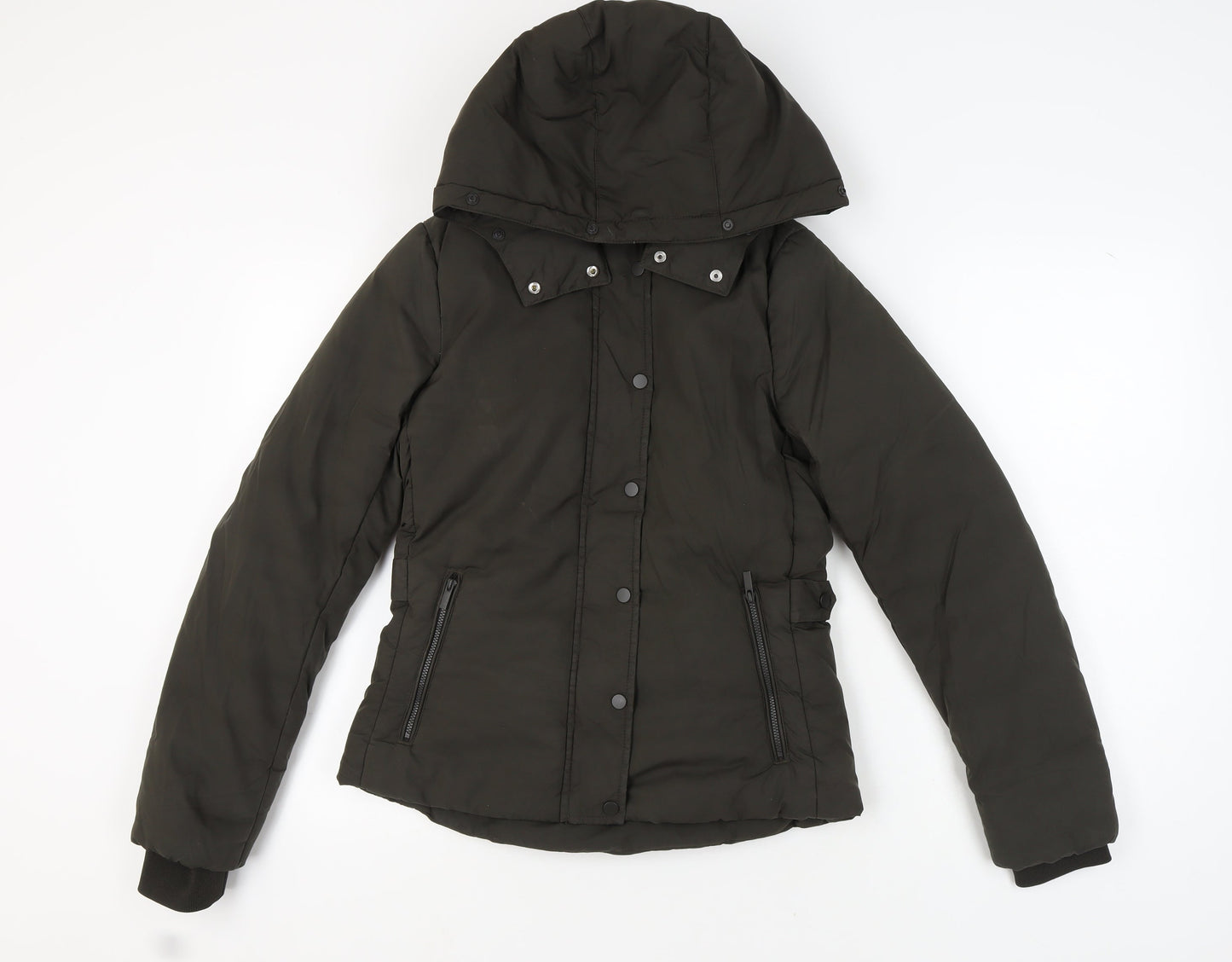 H&M Women’s Black Puffer Jacket Size 8 Hooded Winter