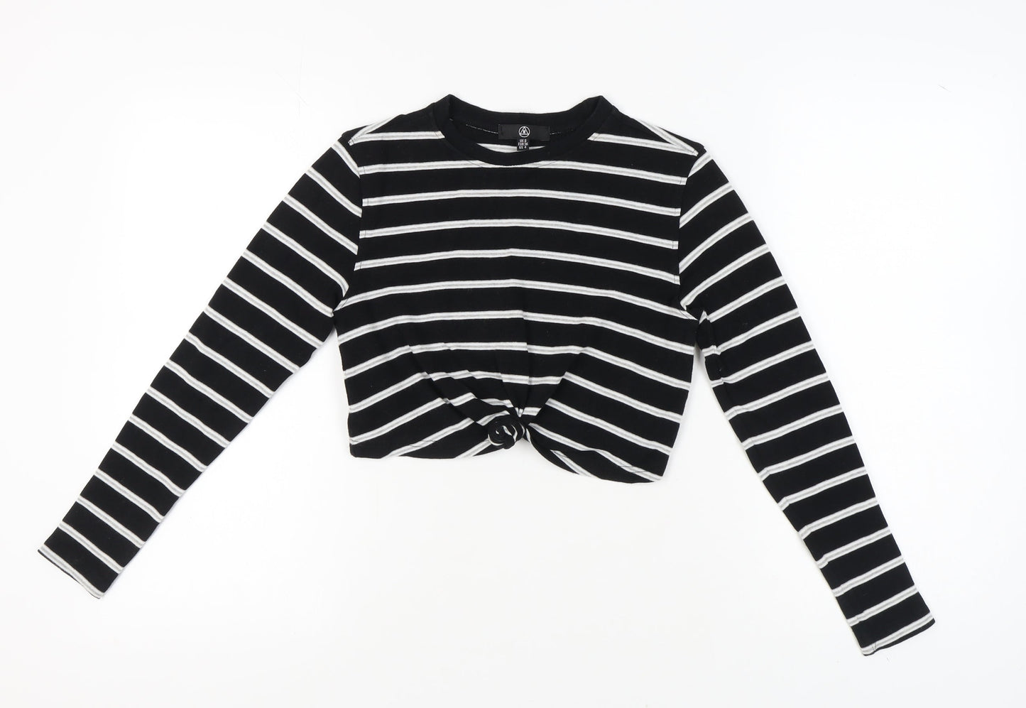 Missguided Women's Black Striped Cropped Top - Size 8