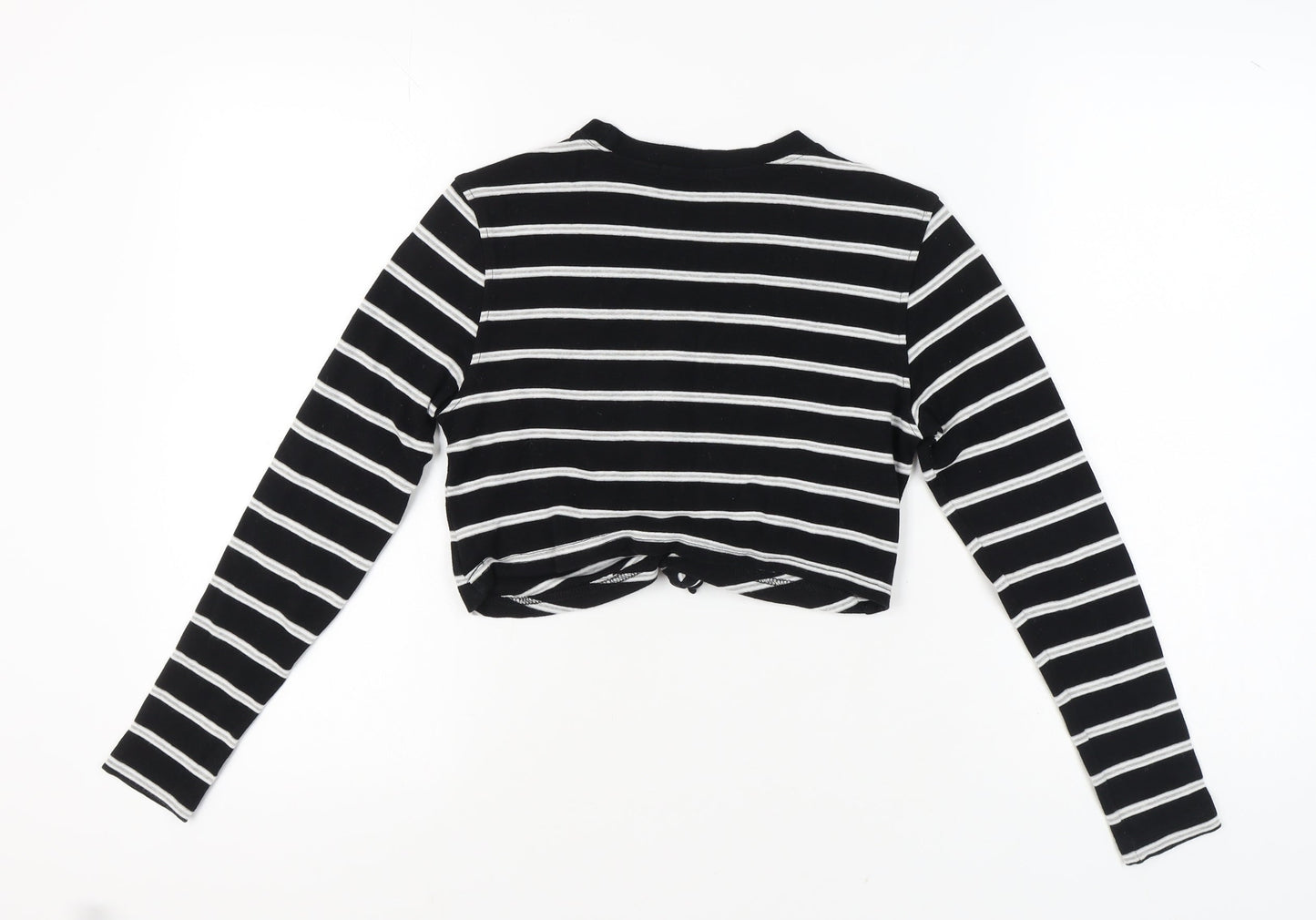 Missguided Women's Black Striped Cropped Top - Size 8