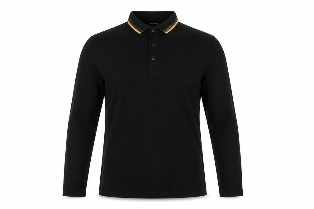 River Island Men's Black Long Sleeve Polo L
