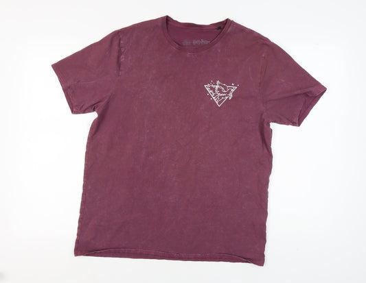 Harry Potter Purple T-Shirt L Men’s Logo Short Sleeve