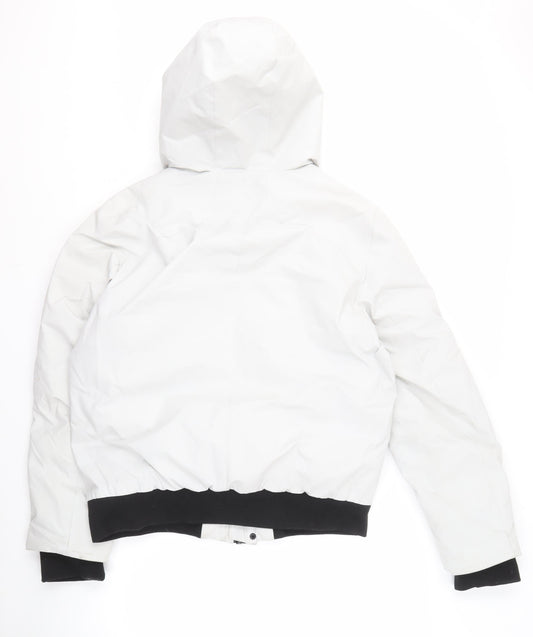 DKNY Men's White Puffer Jacket M Hooded Casual Winter