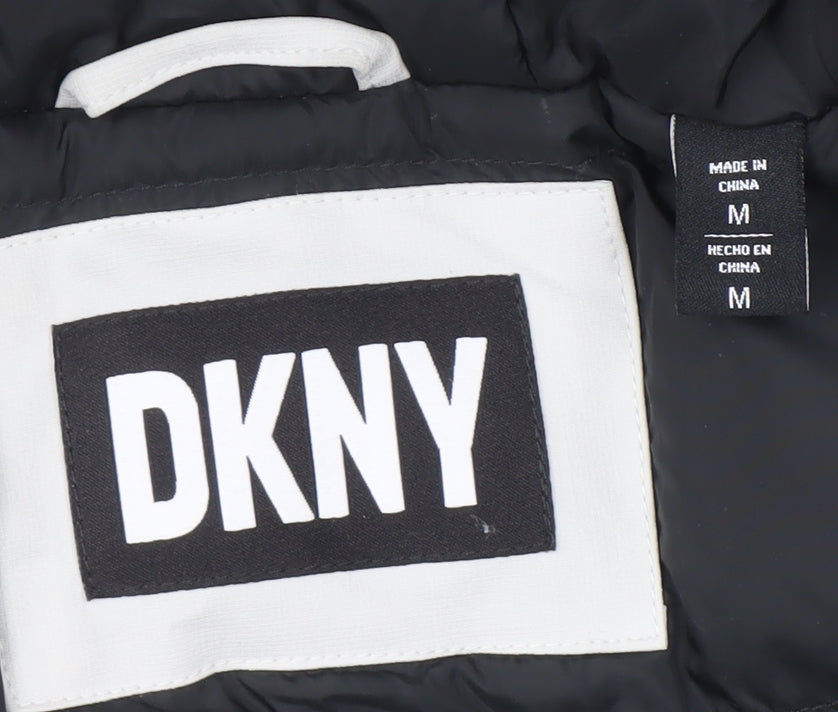DKNY Men's White Puffer Jacket M Hooded Casual Winter