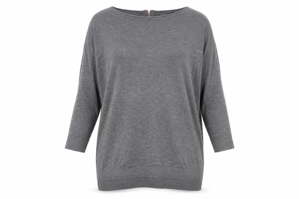 ESMARA Women's Grey Relaxed Jumper, Size 16, Boat Neck