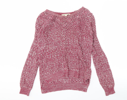 Fat Face Women's Pink Pullover Jumper, Size 8, Chunky-Knit