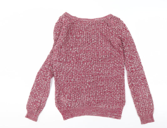 Fat Face Women's Pink Pullover Jumper, Size 8, Chunky-Knit