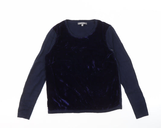 Laura Ashley Women's Blue Velvet Long Sleeve Top
