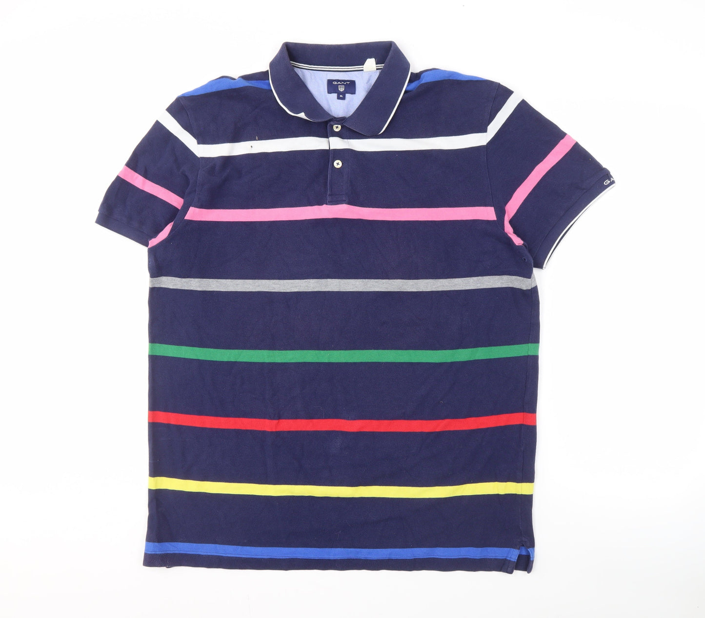 GANT Men's Multicoloured Striped Polo XL