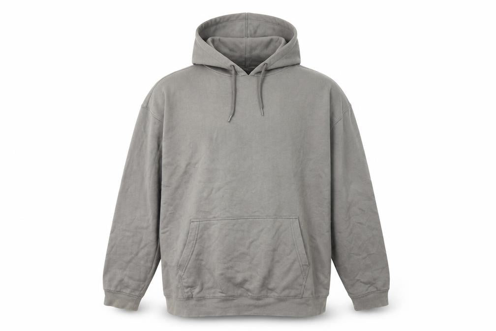 Front view of boohooMAN Men's Grey Graphic Pullover Hoodie L