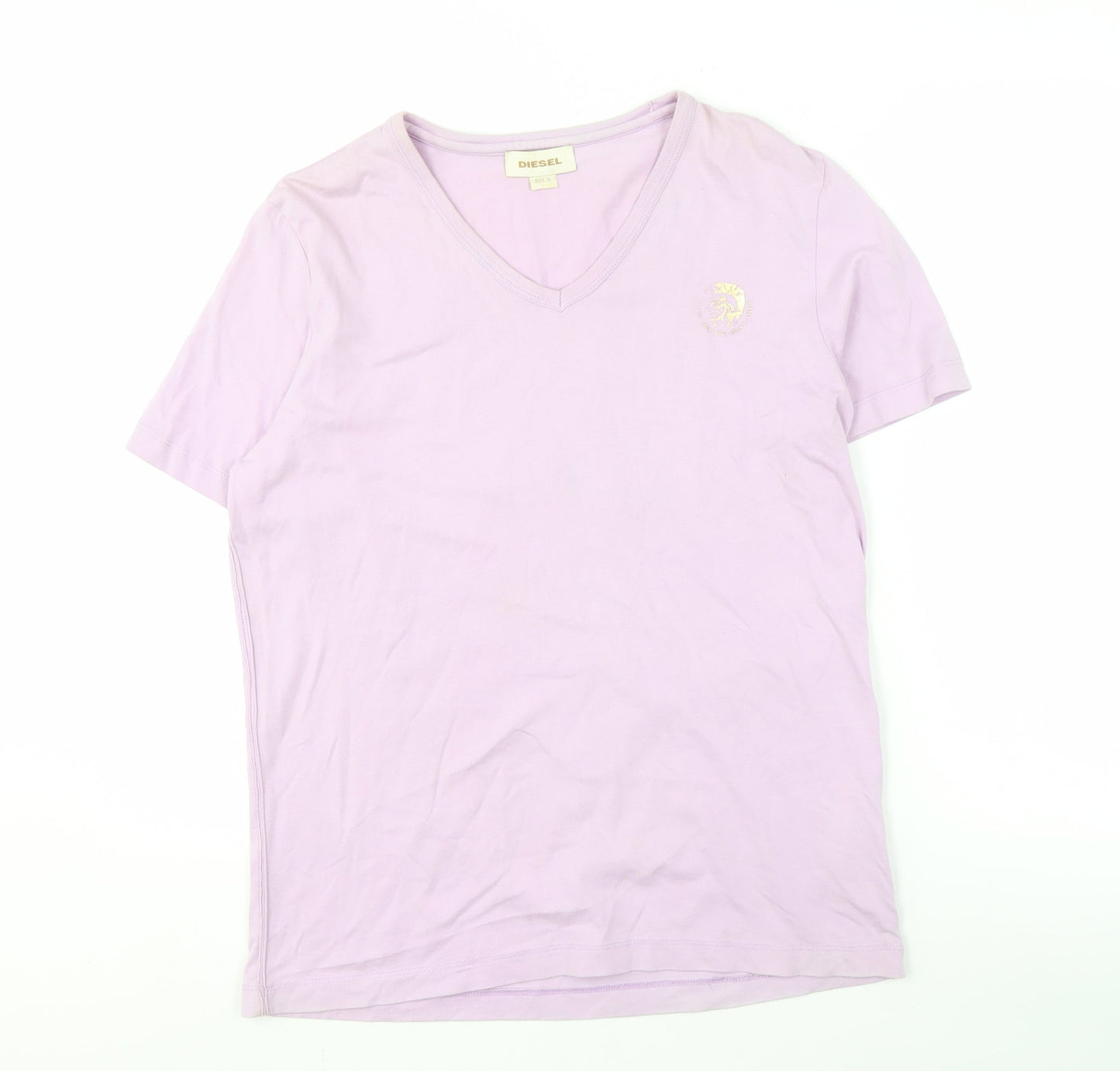 Diesel Women's Pink V-Neck T-Shirt Size S