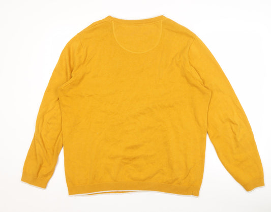 Racing Green Men's Yellow Crew Neck Jumper L