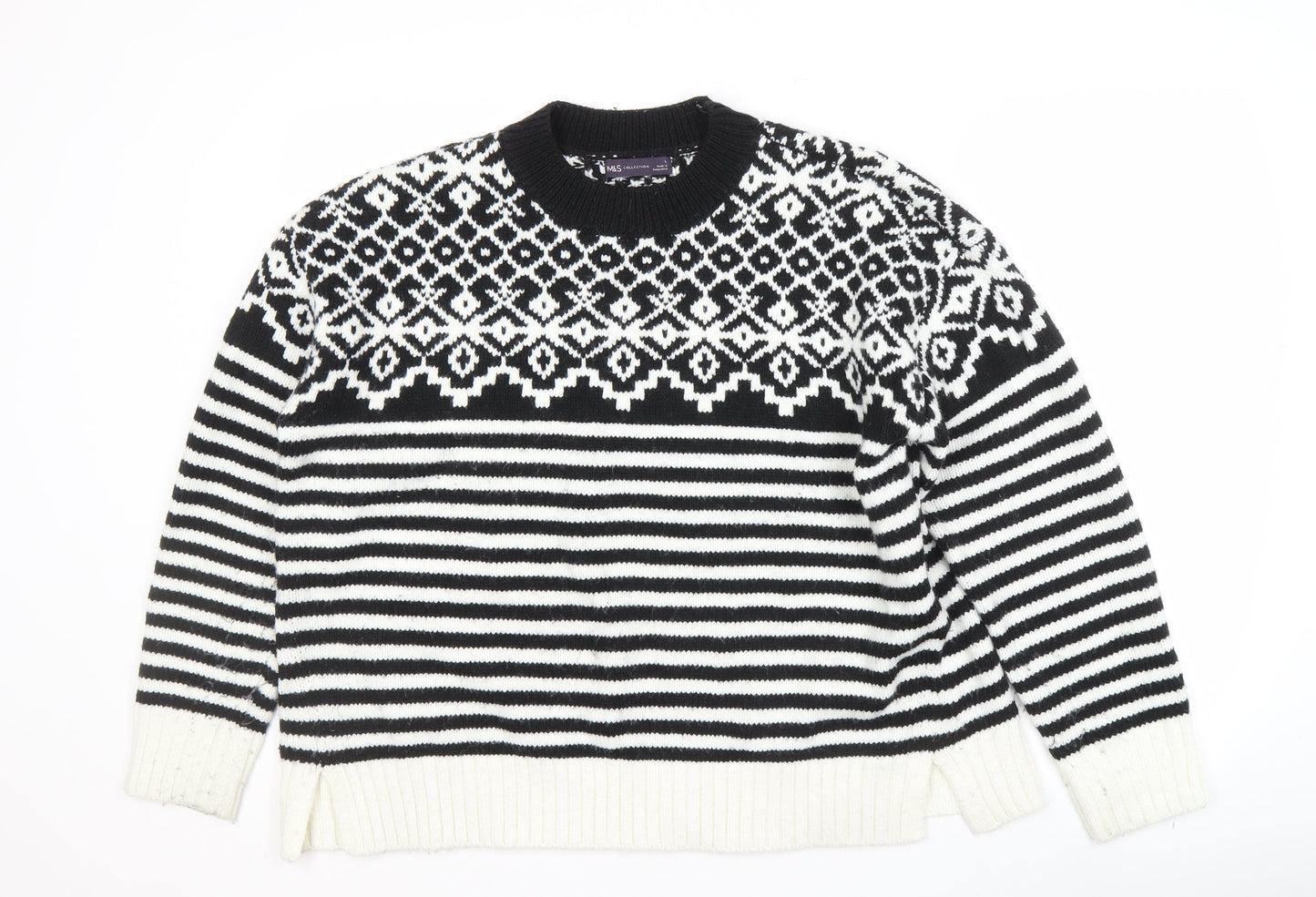 Marks and Spencer Women's Black Fair Isle Jumper L