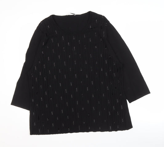 Windsmoor Women's Black 3/4 Sleeve Top, Size L