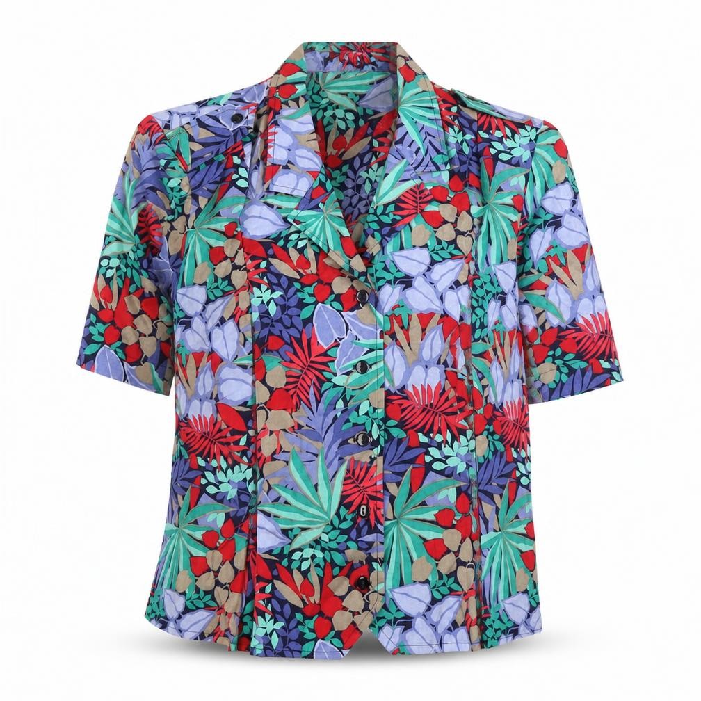 Womens UK Size 10 Eastex Multicoloured Cotton Blouse
