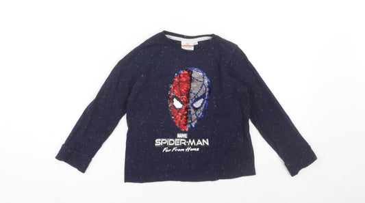 Marvel Spider-Man Boys Blue Graphic T-Shirt 5-6Y, Long Sleeve