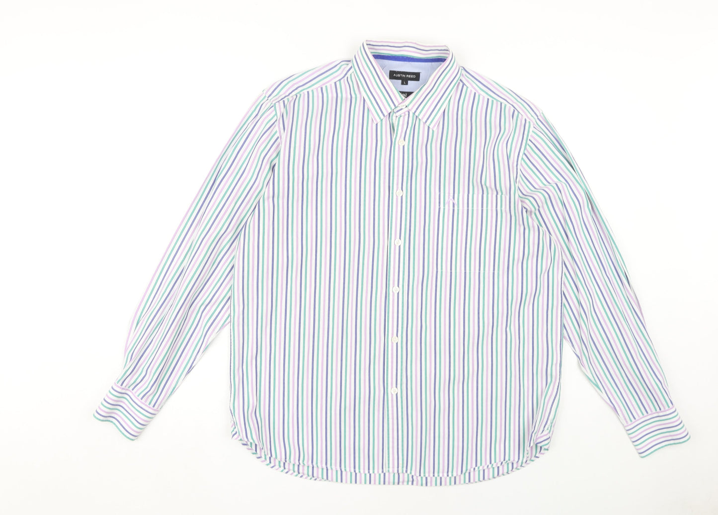 Austin Reed Men's Multicoloured Striped Dress Shirt L