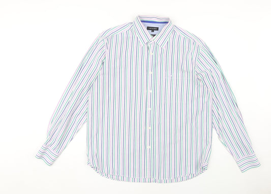 Austin Reed Men's Multicoloured Striped Dress Shirt L
