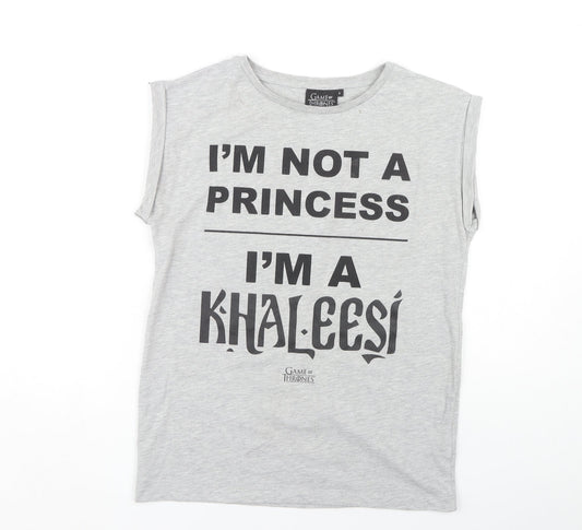Game of Thrones Women's Grey T-Shirt, Size 8, Sleeveless