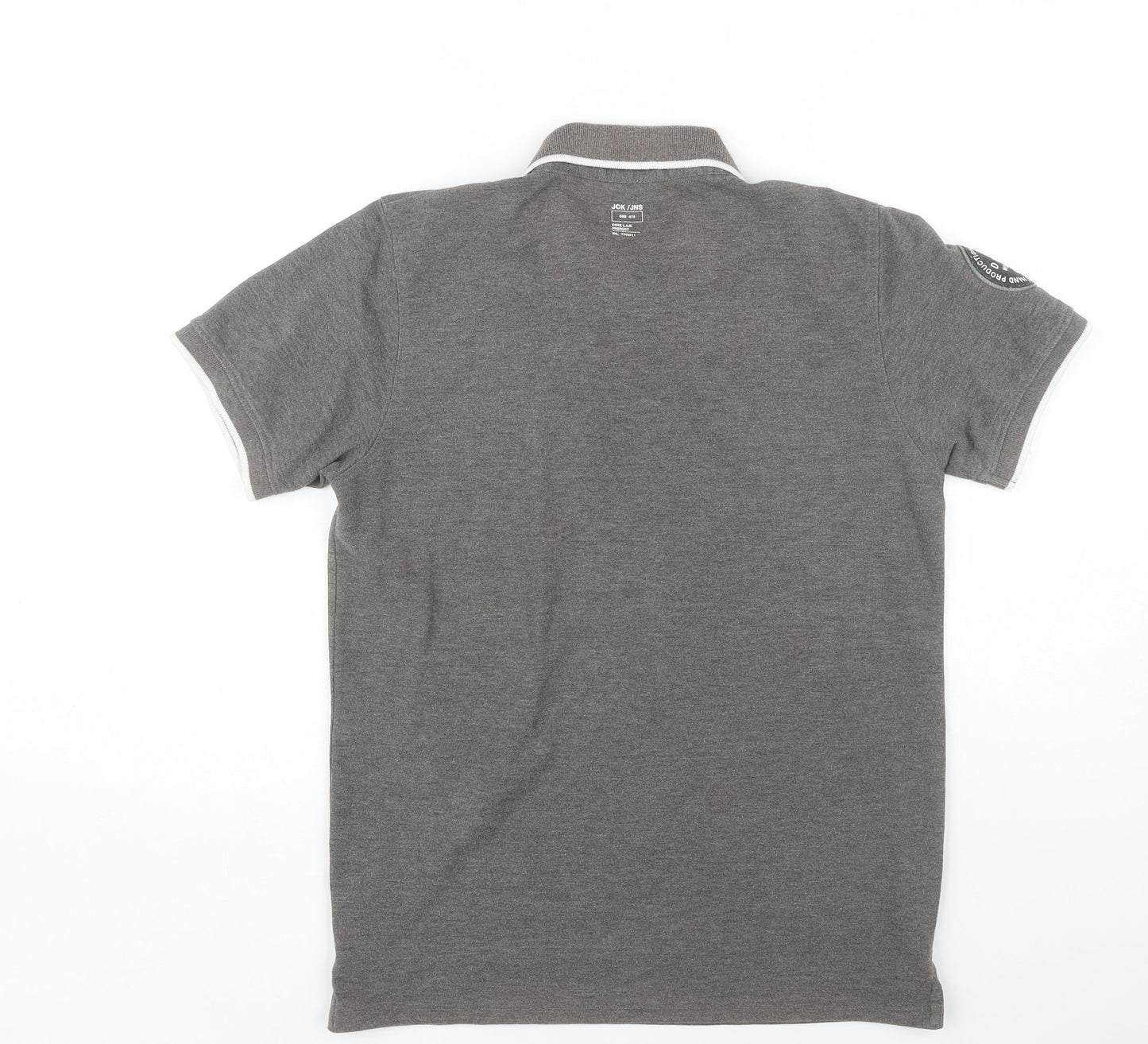 Jack & Jones Men's Grey Polo Shirt, Short Sleeve Casual