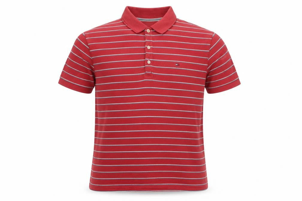 Hilfiger Denim Men's Red Striped Polo Shirt Large