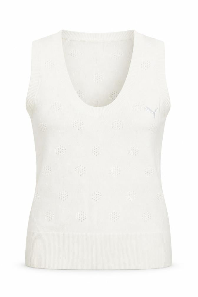 Womens UK 6 Regular PUMA White Vest Open-Knit