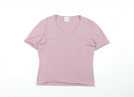 Eastex Women's Pink Beaded T-Shirt - Size 10