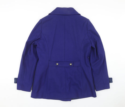 Laura Ashley Blue Wool Blend Pea Coat Womens Size 12