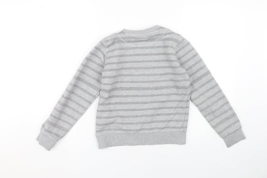 Bench Boys Grey Graphic Striped Pullover Sweatshirt 9-10 Yrs