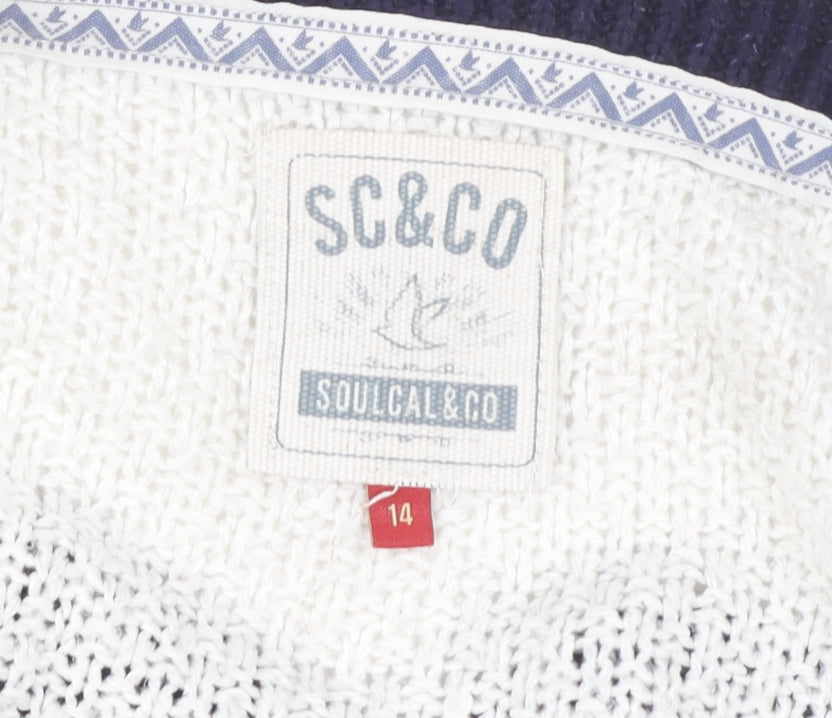 SoulCal & Co Women's Blue Open Front Cardigan, Size 14