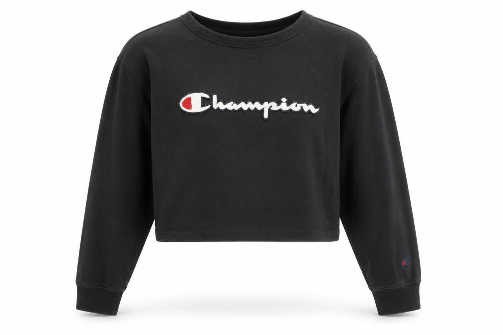 Womens UK S Relaxed Champion Black Pullover Sweatshirt